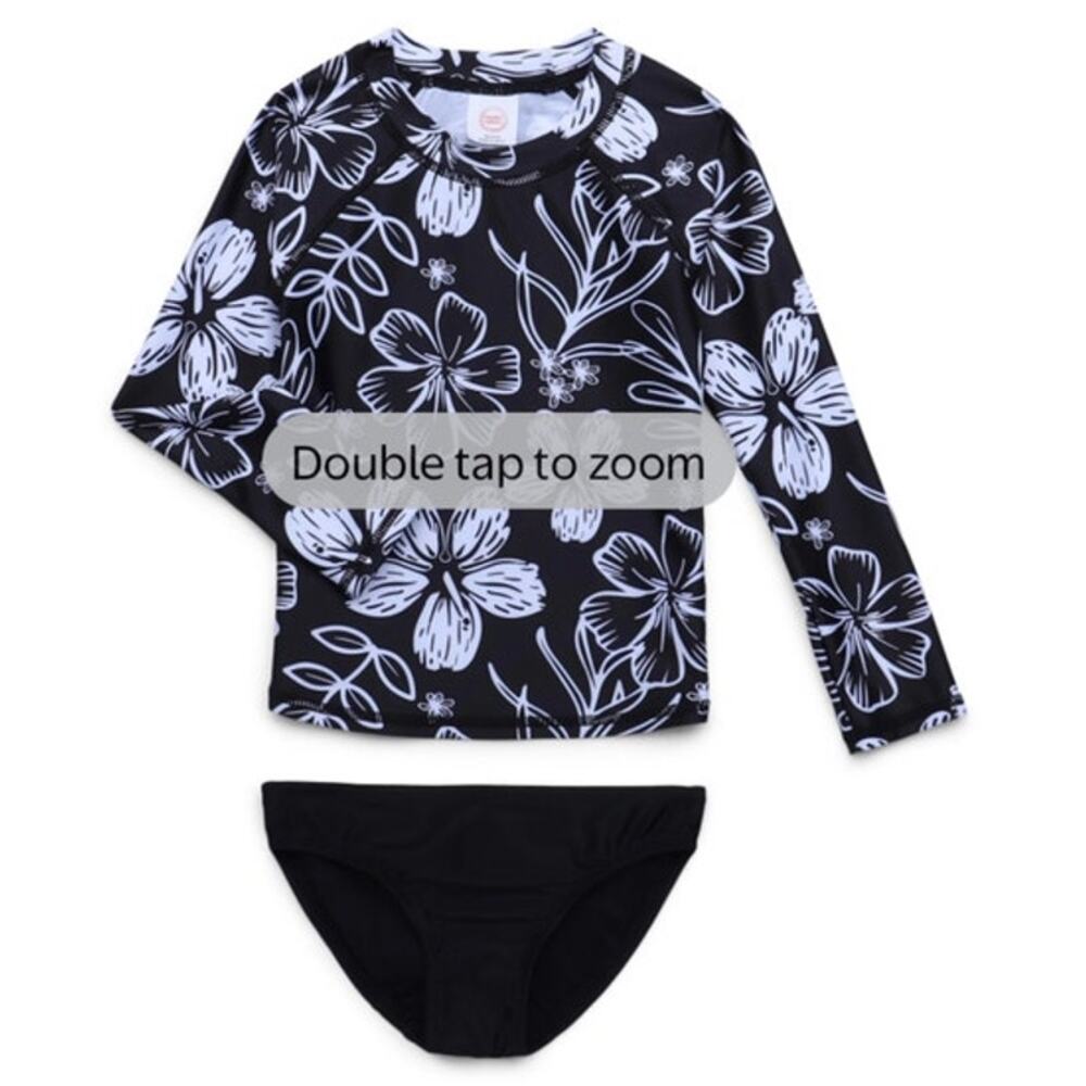 Wonder Nation Girls Rash Guard Bottoms Swimsuit Set  UPF 50+ 2-Piece,Size M(7/8)